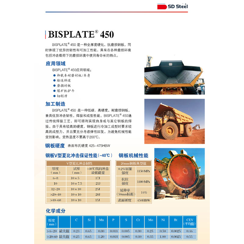 BISPLATE®450高强度耐磨钢