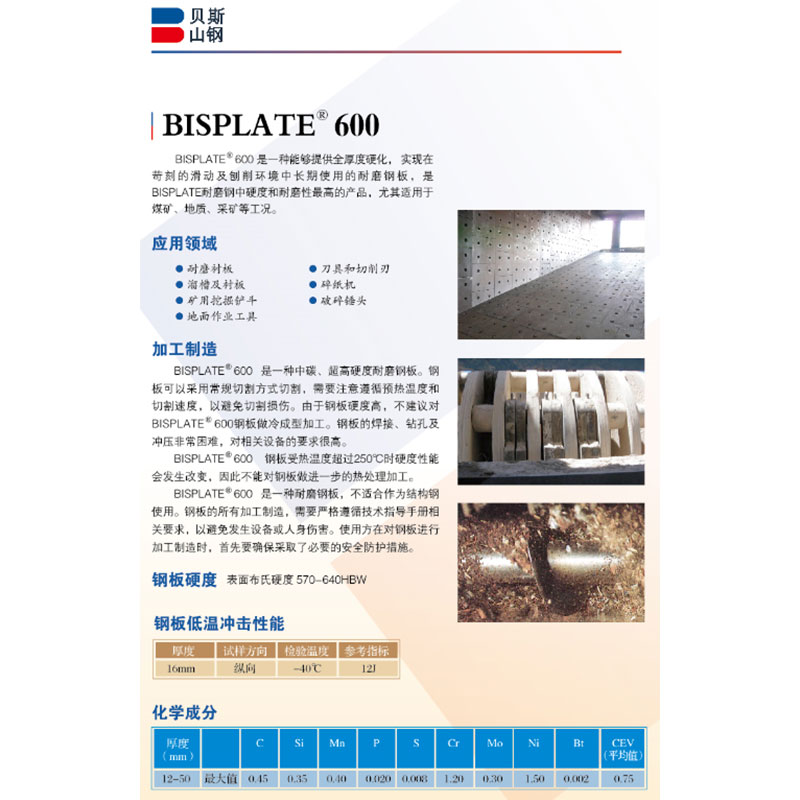 BISPLATE®600高强度耐磨钢